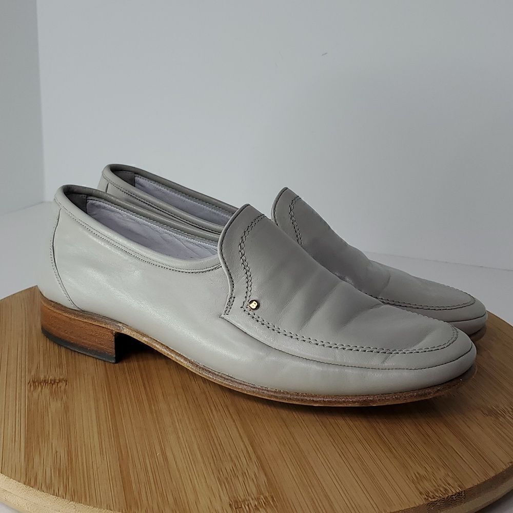 Bally of Switzerland Men's Tirano II Light Grey Leather Slip on Loafers Size 6M